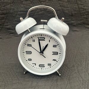 Alarm clock, white, vintage look, bell
